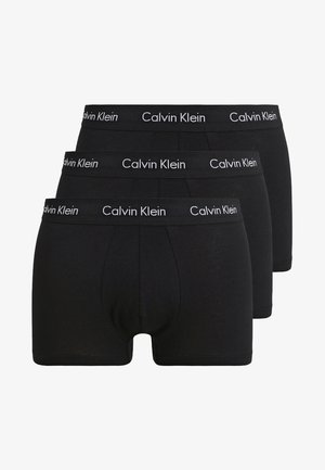 Black cotton boxer briefs featuring a logoed waistband with "Calvin Klein" in white. Pack of three, with a smooth texture and fitted design.