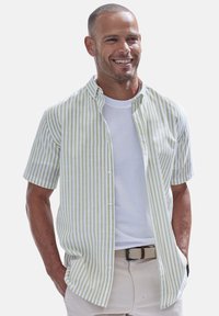 john devin Hemd - hellgrün gestreift