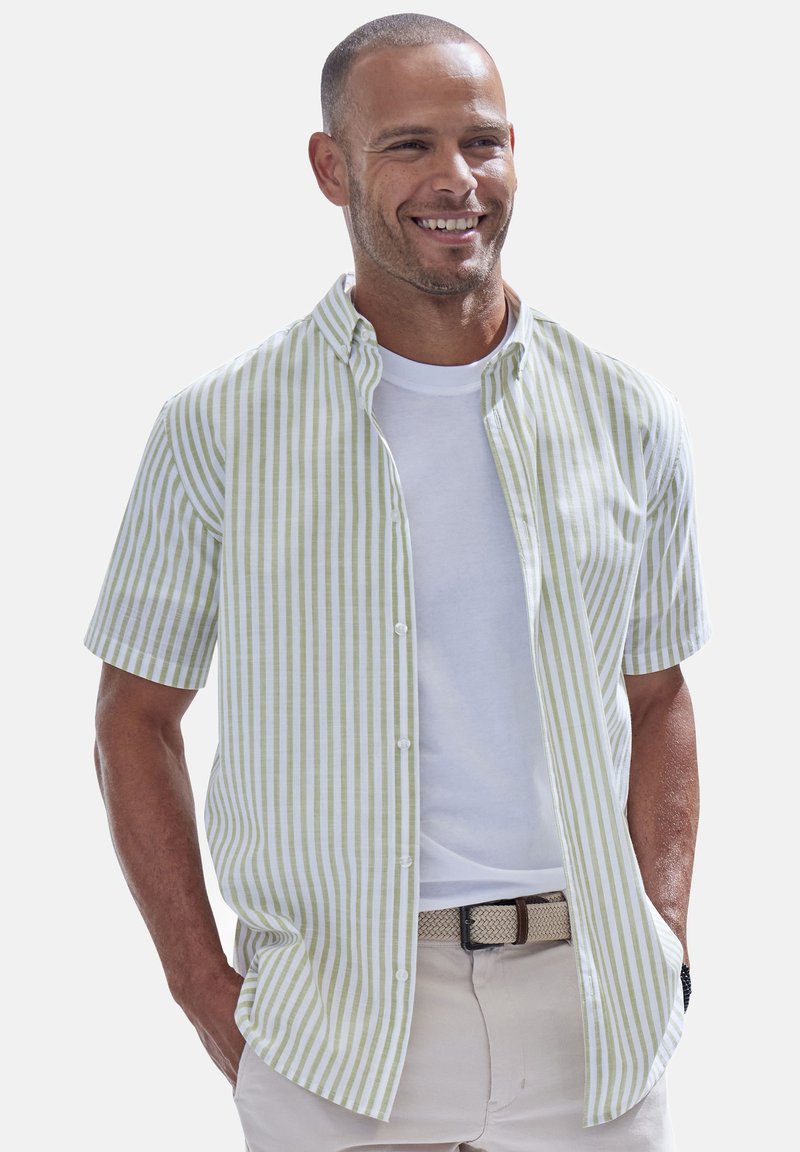 john devin Hemd - hellgrün gestreift