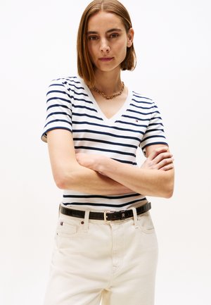 Tommy Hilfiger, SLIM CODY V NECK - Basic póló - breton/ecu/dark night navy