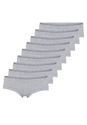 Grå bomuldsunderbukser med blød tekstur, elastisk talje og et simpelt design. Pakke med ti i ensartet farve og stil.