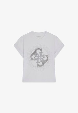 Guess, T-SHIRT MIT STRASS-LOGO - T-shirt imprimé - weiß