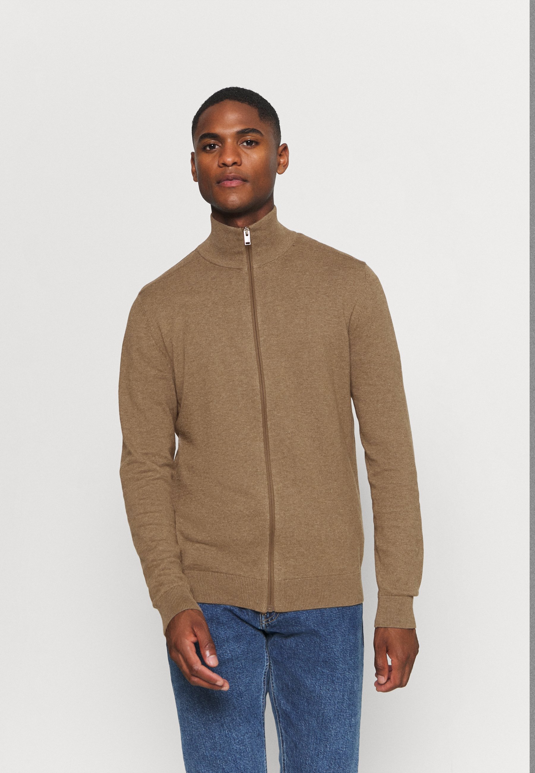 Selected Homme BERG FULL ZIP B NOOS - Cardigan - teak melange/brown -  Zalando.co.uk