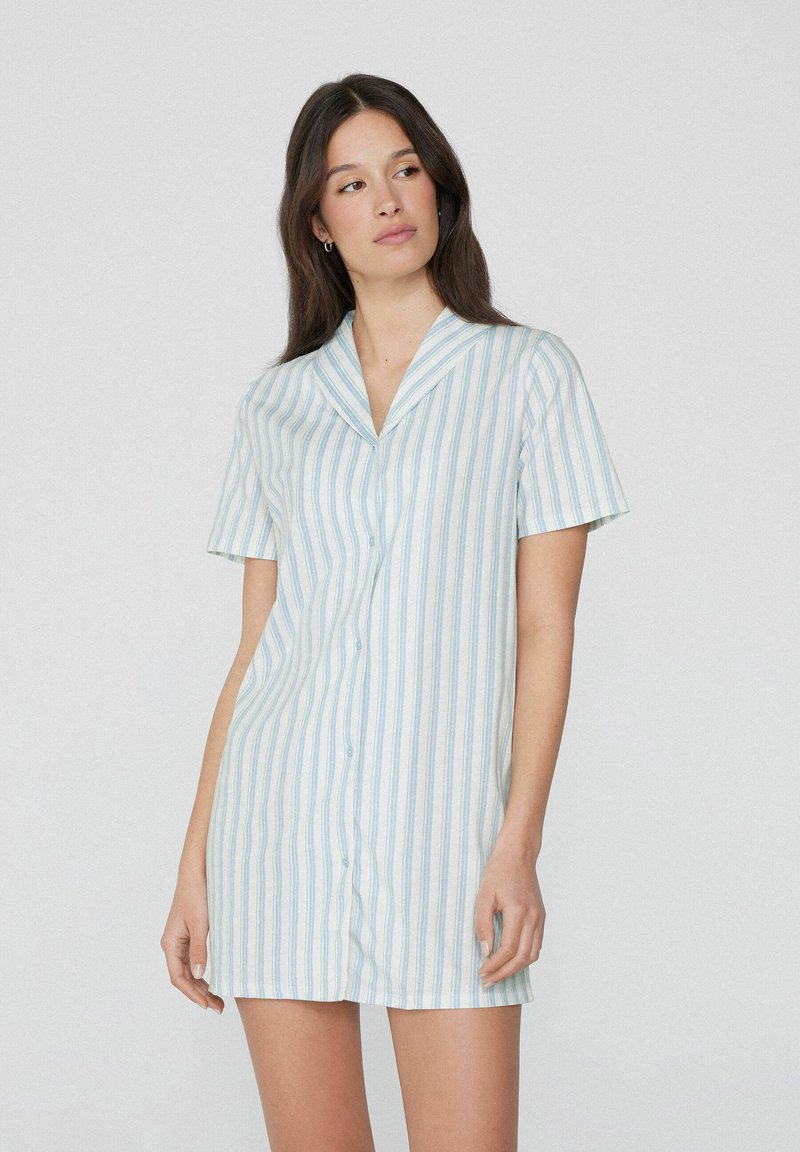 Tezenis - Nightie - weiß y latte stampa righe light sky, Enlarge