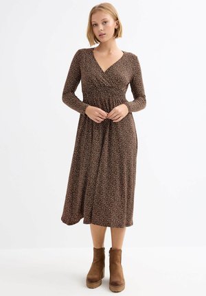 MIDI CRUZADO ANIMAL PRINT - Vestido informal - marron