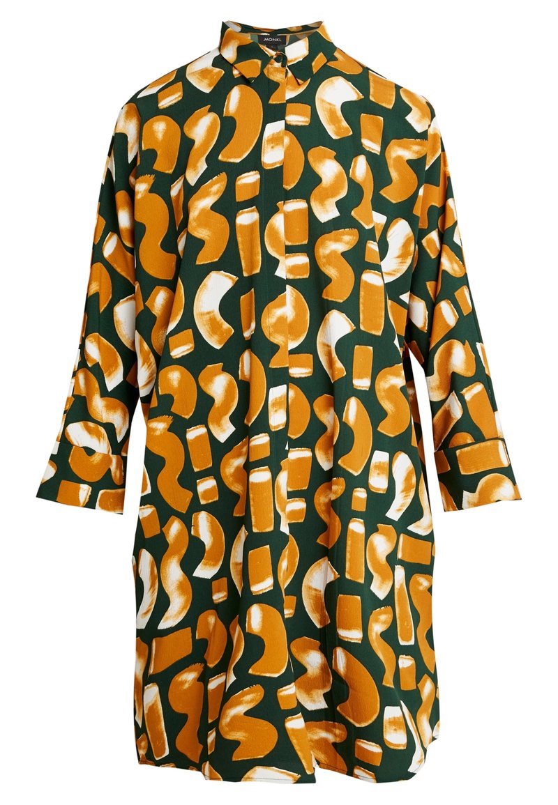 monki moa shirt dress Monki Moa abstract print mini shirt dress in black - BLACK