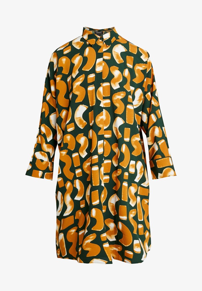 monki moa shirt dress Monki Moa abstract print mini shirt dress in black - BLACK