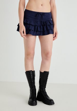 Gina Tricot FRILL SKIRT - Miniskjørt - navy
