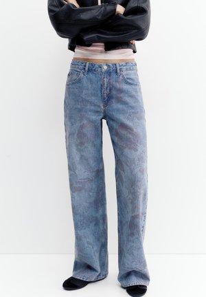 FLORAL BAGGY - Jean large - blue denim