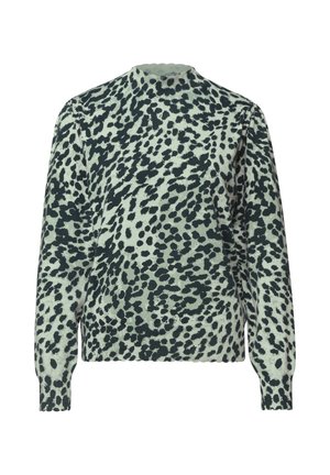 Street One, TURTLE NECK SWEATER WITH LEOPARD PRINT - Pullover - stormy green