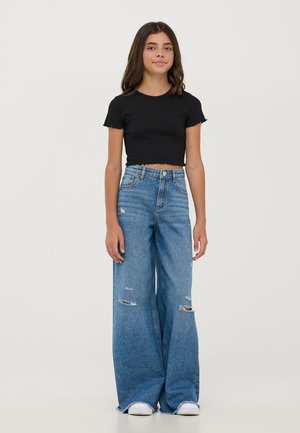 Terranova CROP A COSTINE - T-shirt basic - nero