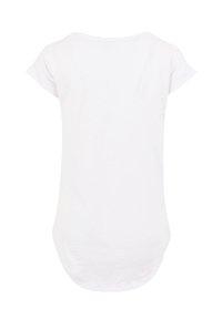 White short-sleeve T-shirt shown from the back with a rounded hem and subtle fabric texture.