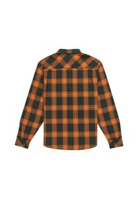 Langærmetternet skjorte i mørkegrøn og orange. Har en klassisk krave, knapmanchetter og en lige nederste kant. Bagtil er der synlige detaljeringer på ryggen.