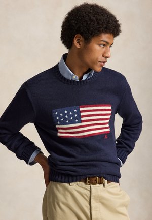 Polo Ralph Lauren THE ICONIC FLAG SWEATER UNISEX - Svetrík - hunter navy