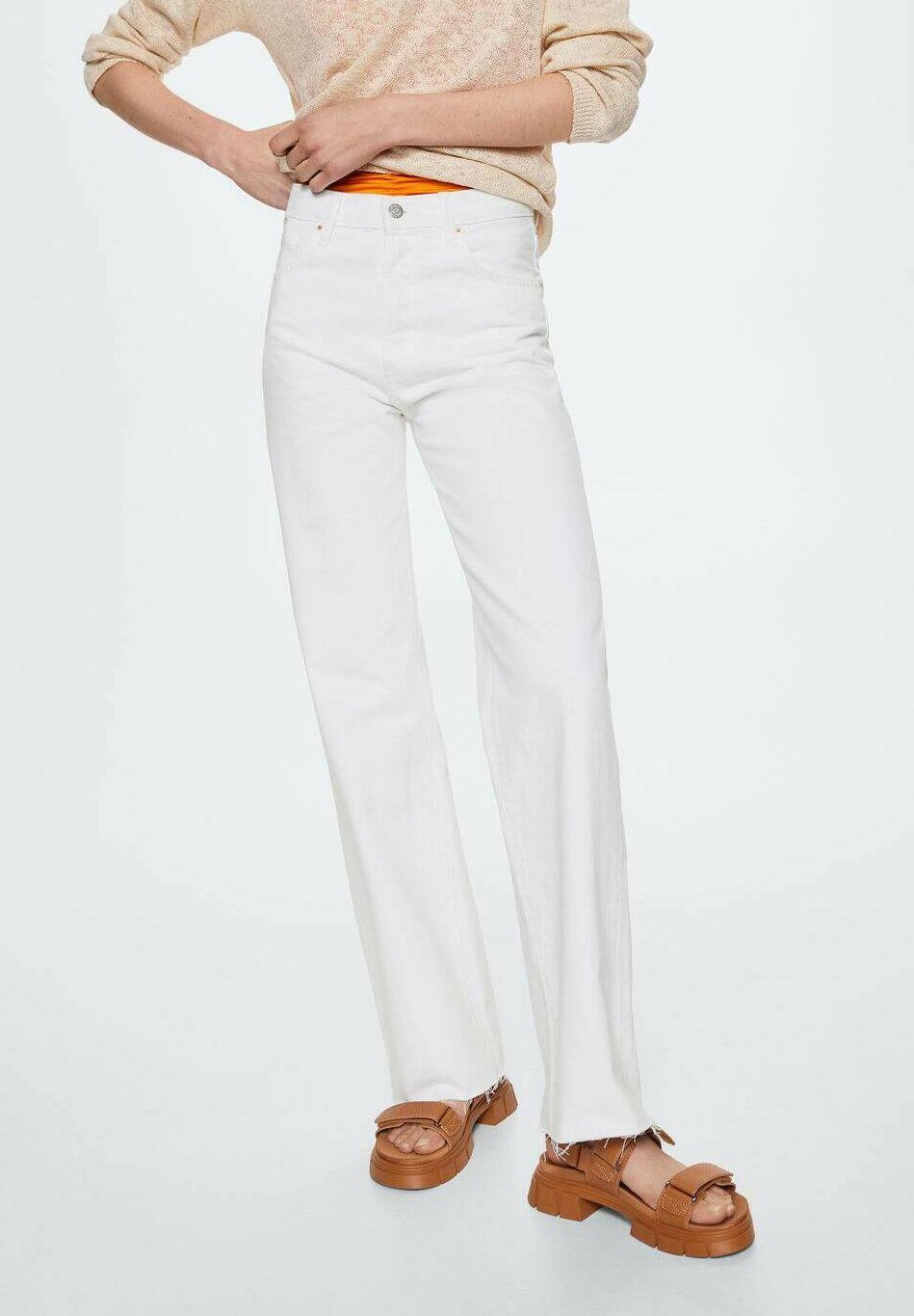 Mango NORA - Flared Jeans - hvid/white 