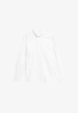 Witte lange mouwen shirt met een button-down kraag, gemaakt van gladde stof, met een klassieke pasvorm en volledige knopenlijst.