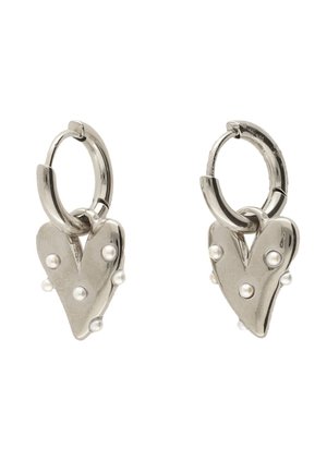 SMALL WITH HEART AND PEARLS - Pendientes - silver coloured