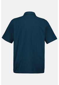 Mørkeblå polo t-shirt lavet af bomuldsblanding, med krave og korte ærmer. Enkelt design uden synlige mønstre eller pynt.