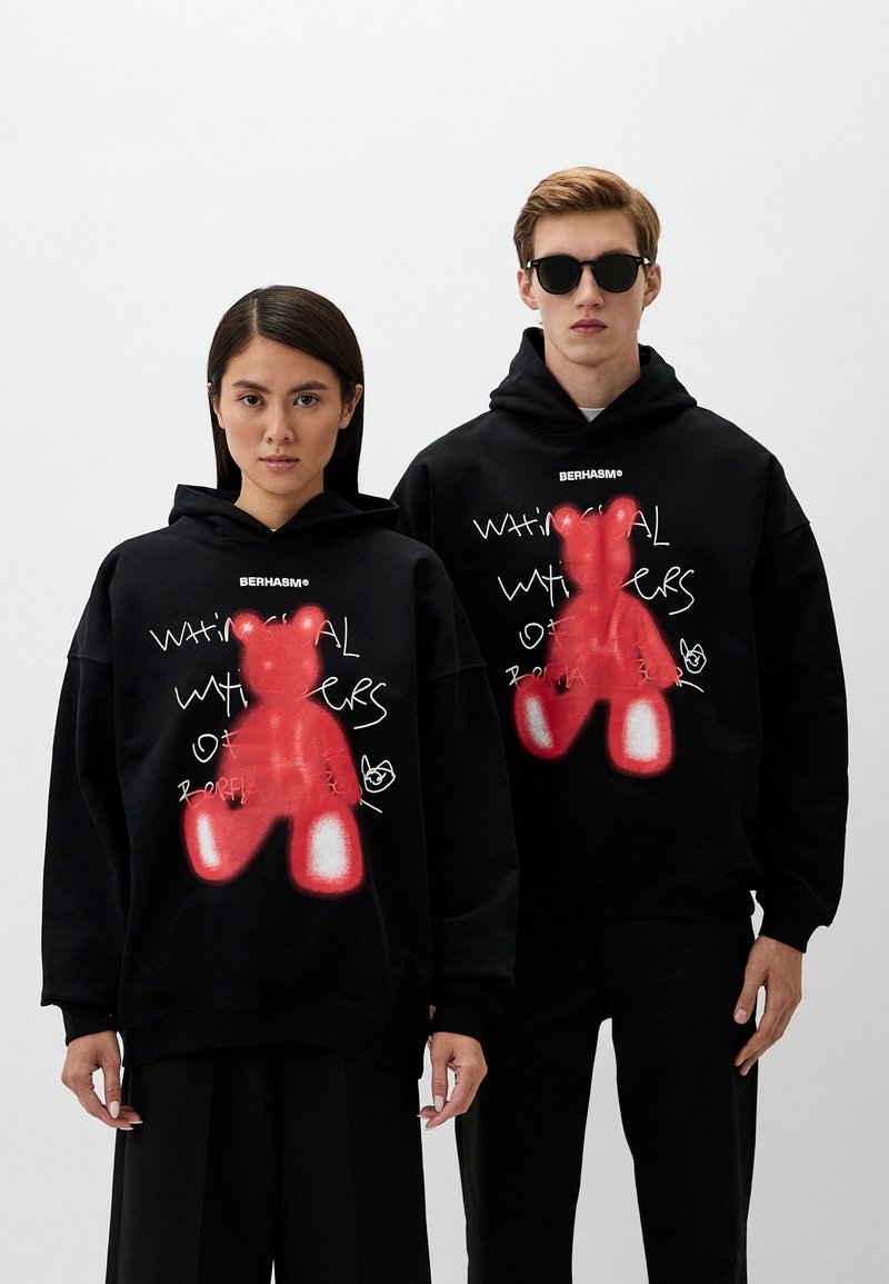 Berhasm - RED BEAR - Hoodie - black, Enlarge