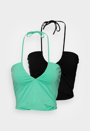 2 PACK - Top - black/dark green