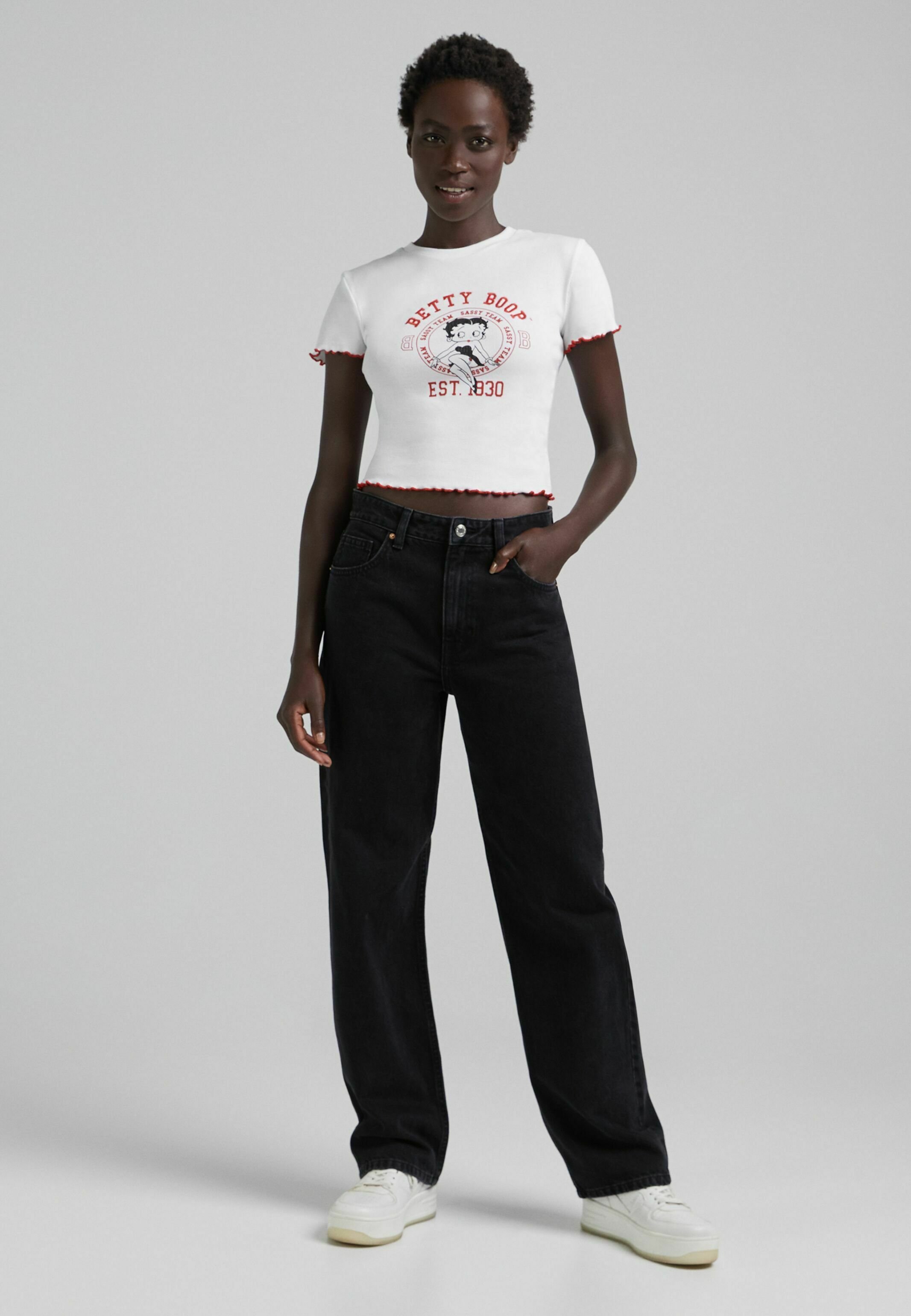 Bershka BAGGY - Straight leg jeans - black/Zwart - Zalando.be