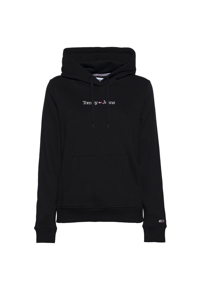 Tommy Jeans TJW REG SERIF LINEAR - Felpa con cappuccio - nero