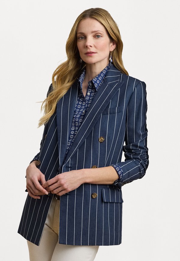 Striped Double Breasted Blazer - Blazer