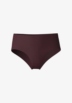 Hooggewaisted bordeauxkleurige panties van zachte stof, met een eenvoudig ontwerp en een zachte textuur zonder zichtbare logo's of accenten.
