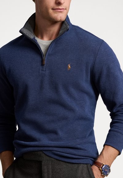 Polo Ralph Lauren ESTATE-RIB QUARTER-ZIP PULLOVER - Stickad tröja - spring navy heather/barclay