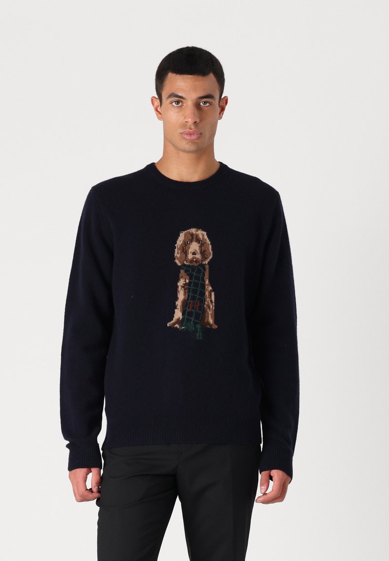 Hackett London HARRY INTARSIA CREW - Strickpullover - midnight blue