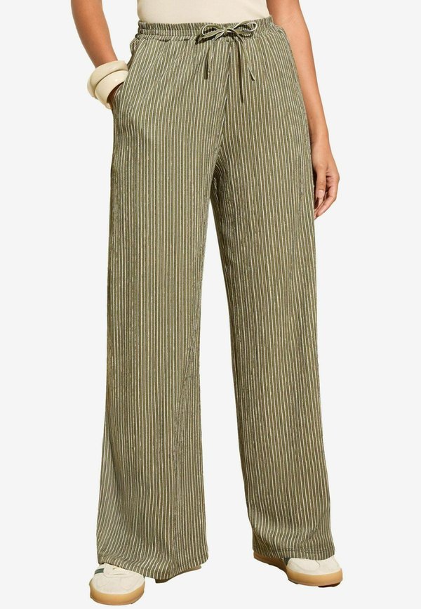 PETITE FIT - CRINKLE STRIPE  - Stoffhose - khaki stripe