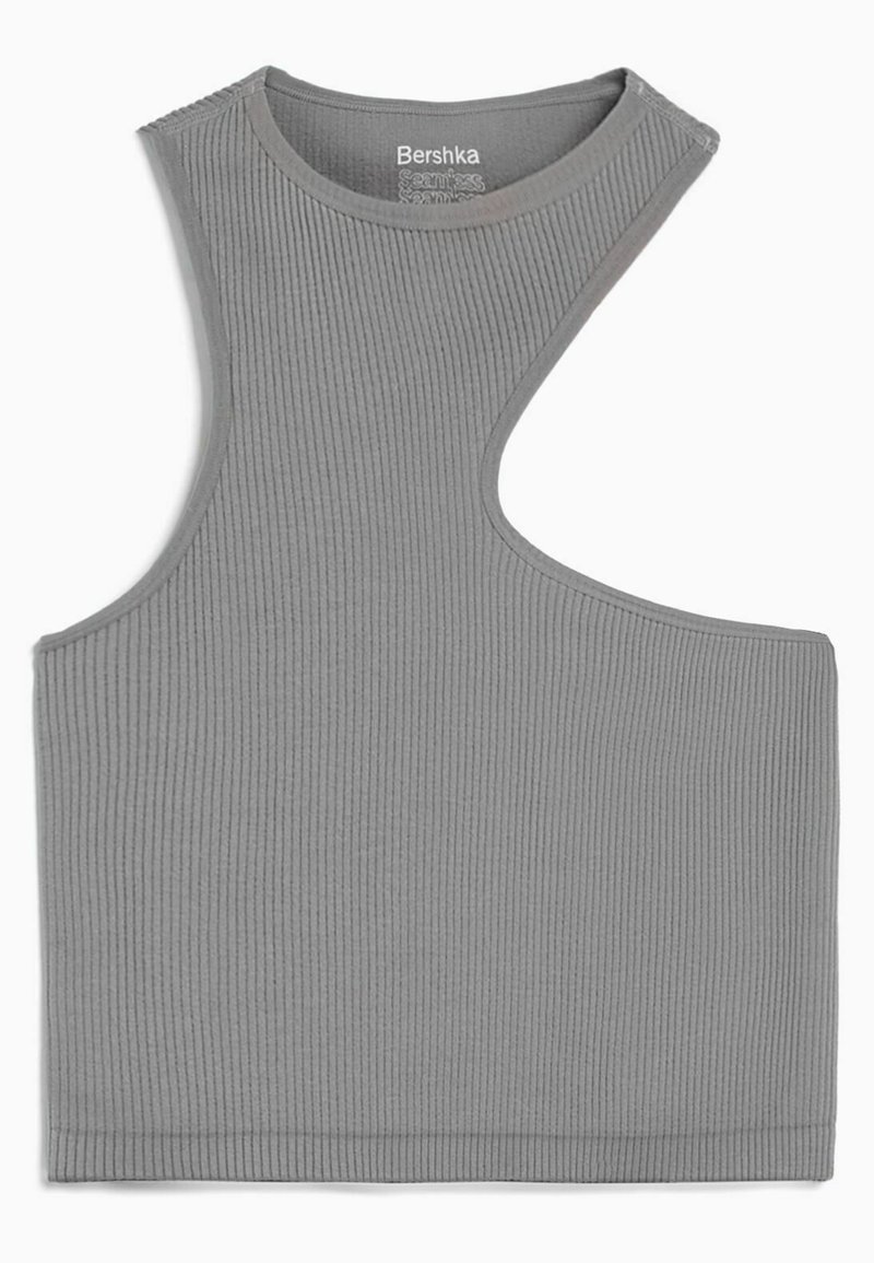 Bershka Top lichtgrijs gemêleerd Bershka Top lichtgrijs gemêleerd