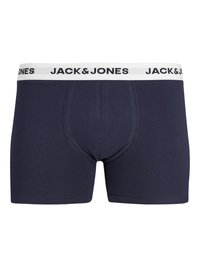 Boxer brief blu navy realizzati in morbido cotone, con elastico in vita con il logo "JACK & JONES" in nero su sfondo bianco.
