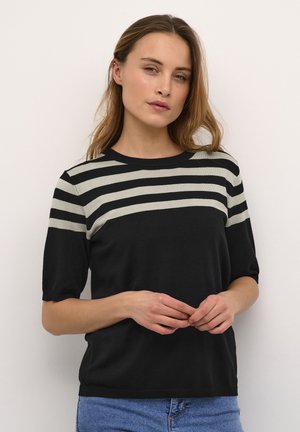 MILO  - T-shirt med print - black feather gray half stripe