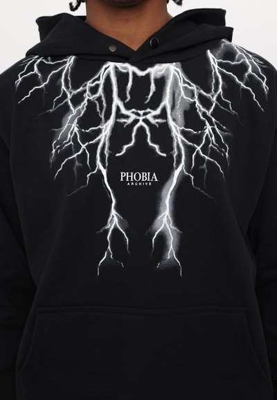 PHOBIA ARCHIVE HOODIE WITH LIGHTNING AND LOGO PRINT - Felpa - black/grey