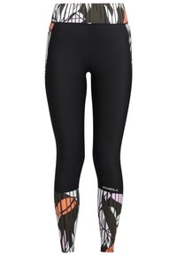 Leggings neri con un motivo astratto multicolore in vita e ai lati; realizzati in materiale elastico e traspirante. Logo O'Neill alla caviglia.