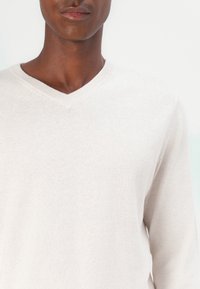 TOM TAILOR BASIC V NECK - Neule - soft buttercream melange