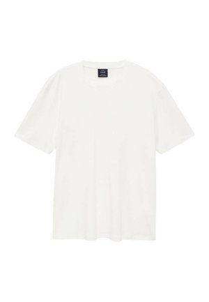 Tricou alb cu mânecă scurtă, fabricat din bumbac, având un guler rotund și o croială lejeră. Design simplu, textură netedă și fără modele.