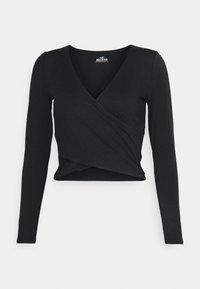 LONG SLEEVE FLAT SEAMLESS WRAP TOP - Maglietta a manica lunga - CASUAL BLACK