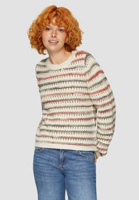 QS GESTREIFTER AJOUR  - Trui - beige