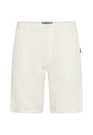 Ljetne lanene kratke hlače svijetle boje ravnog kroja, s bočnim džepovima i prošivenim strukom. Ukrašene su malom oznakom brenda sa strane.