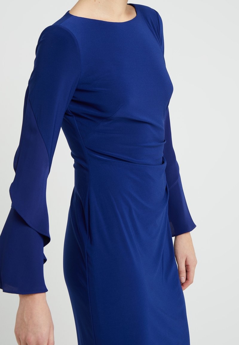 ralph lauren royal blue dress Ralph Lauren Ruffle Trim Metallic Chiffon Gown