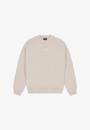 Beige sweatshirt med rund hals, lange ærmer og ribbet manchetter. Har "JOHNNY URBAN" trykt i hvidt på brystet. Blød stoftekstur.