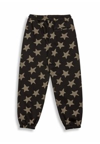 Zwarte joggingsbroeken met een losse pasvorm, voorzien van een sterrenpatroon in beige, een elastische tailleband en boordjes aan de enkels. Inclusief één achterzak.