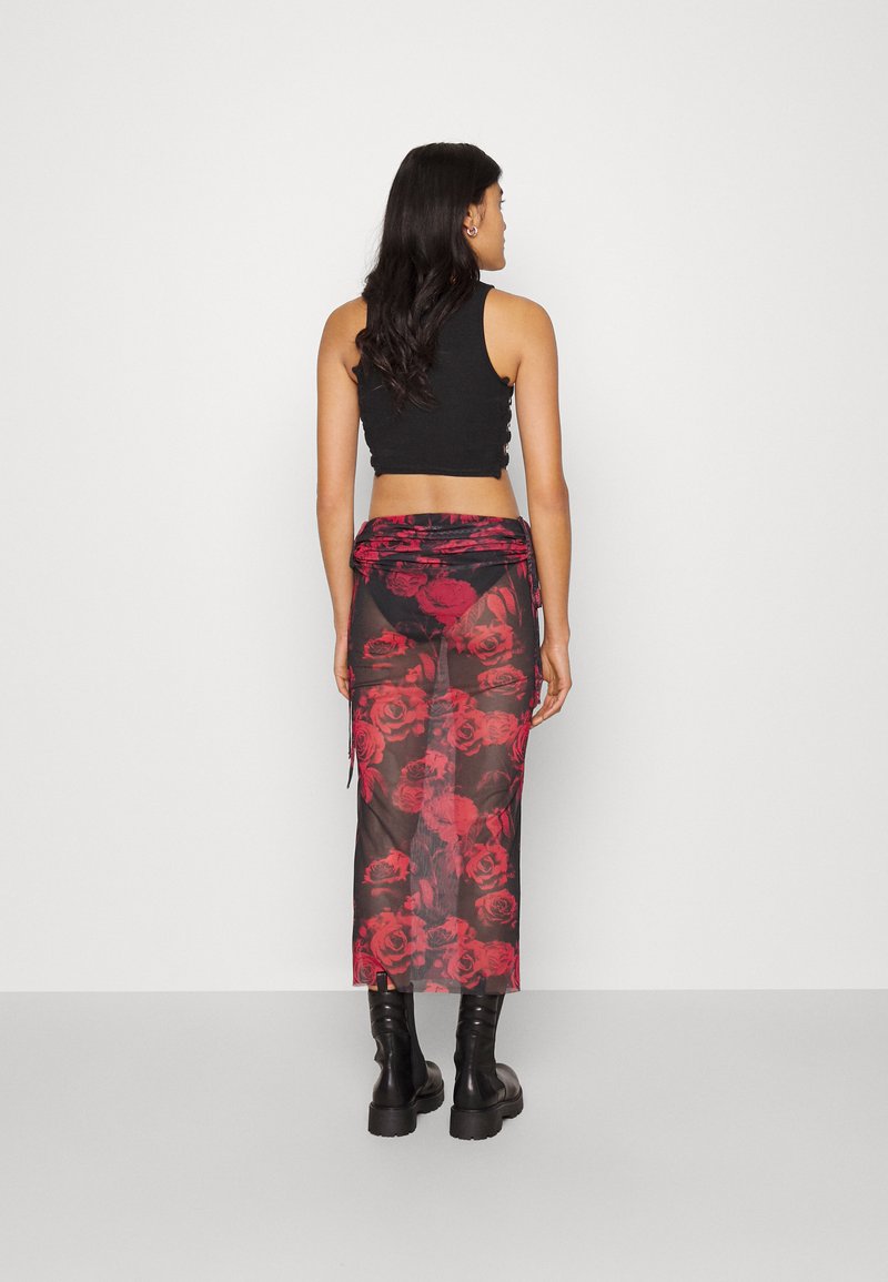 Red mesh maxi skirt Clearance