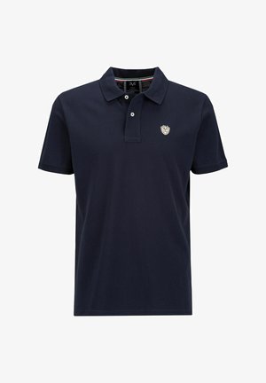 Marine polo shirt gemaakt van katoen, met een drieknoopsluiting, korte mouwen en een klein embleem op de borst. Gestructureerde stof.
