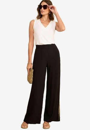 Love & Roses WIDE LEG - Kalhoty - black