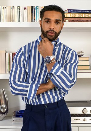 Tommy Hilfiger TH FLEX REGULAR FIT STRIPE SHIRT - Pluus - bold blue