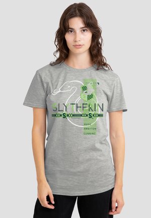 Cotton Soul, HARRY POTTER SLYTHERIN PATTERN CREST - Print T-shirt - mottled light grey