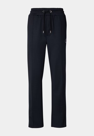 Laivaston jogger-housut pehmeästä ja hengittävästä kankaasta. Ominaisuuksia ovat elastinen vyötärö, jossa on nauha, sivutaskut ja hienovarainen logo-yksityiskohta.